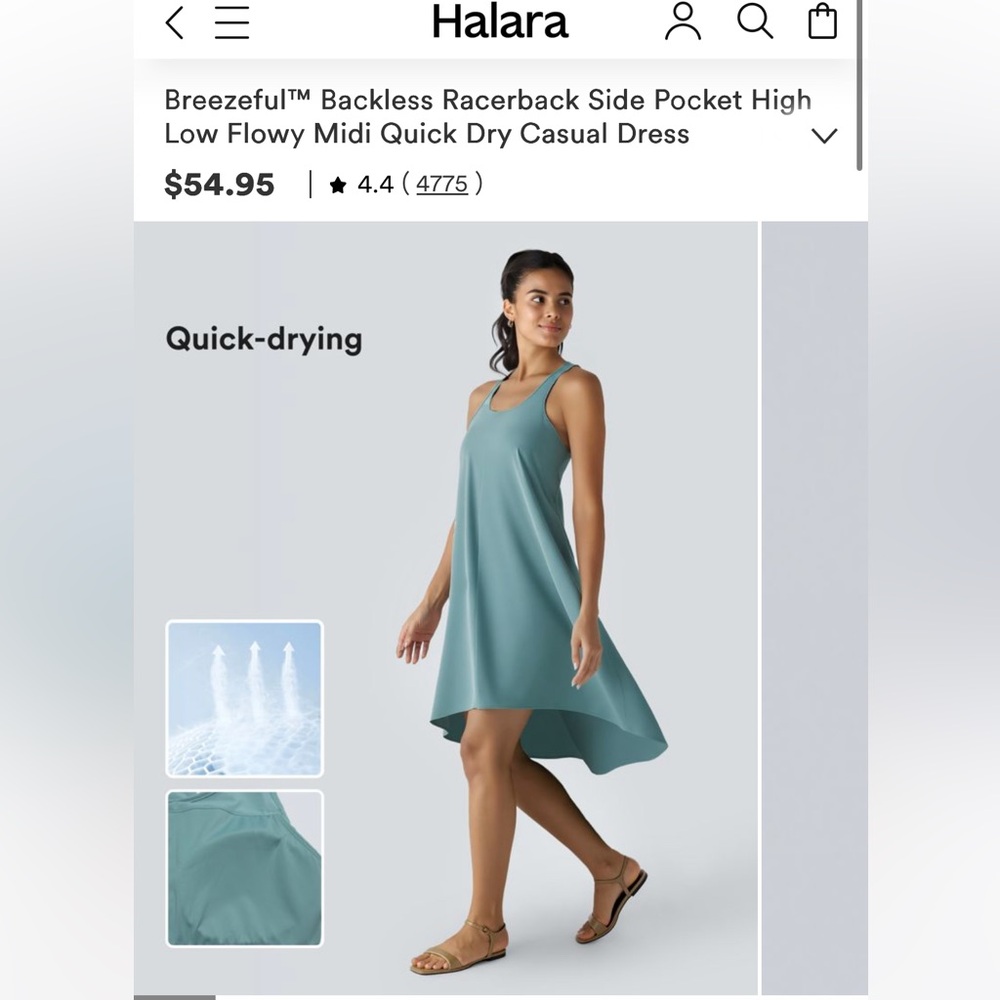 HALARA Women's High Low Dress in Teal- NWT